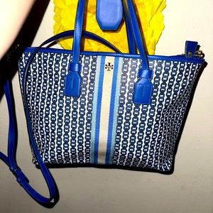 COPY - Tory Burch royal blue Gemini link mini tote w/ strap
